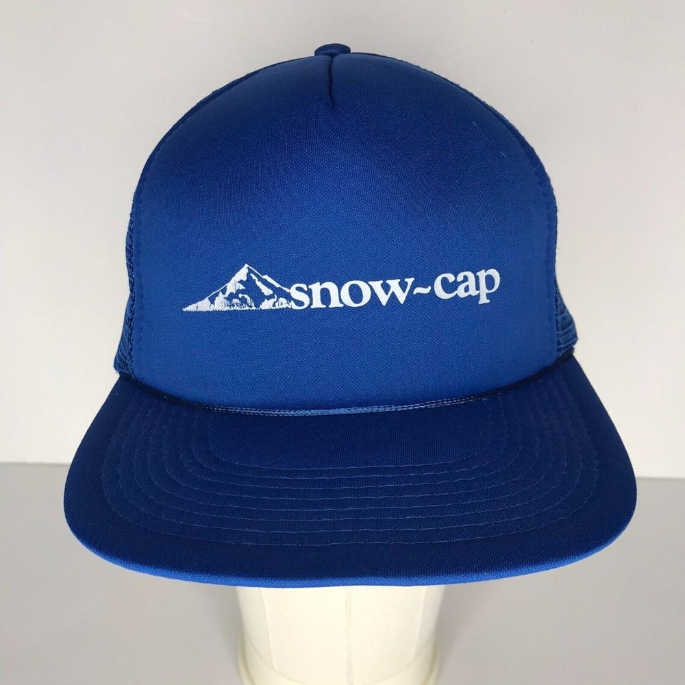 Vintage Snow-Cap Blue Mesh Trucker Snapback Hat